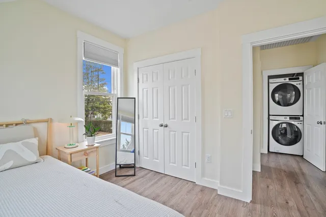 a bathroom with a shower curtain and a tub