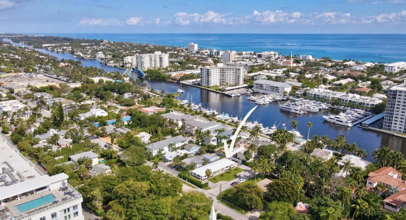 a city view with tall buildings