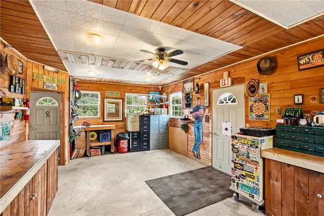a view of an outdoor space and swimming pool