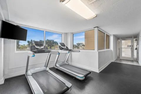a view of a room with gym equipment