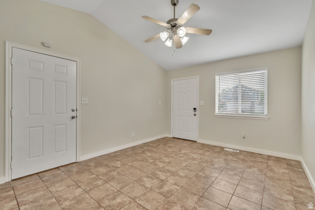 1118 North Ridge Court Spanish Fork, UT 84660 - Photo 7 of 32 Entryway with a ceiling fan and lofted ceiling