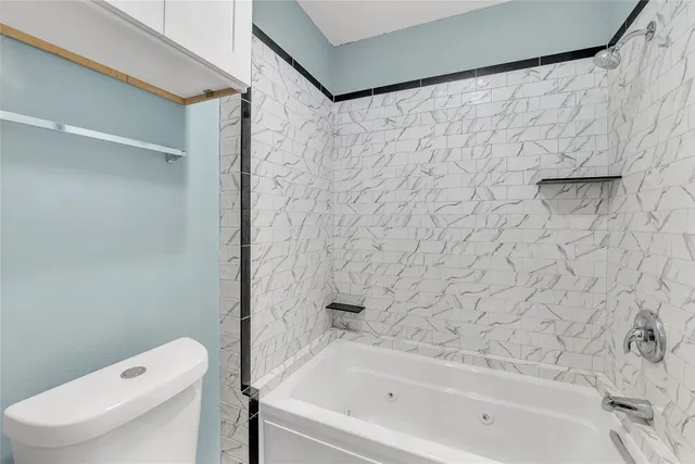 a bathroom with a toilet and a bathtub