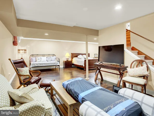 a swimming pool with trees in the background