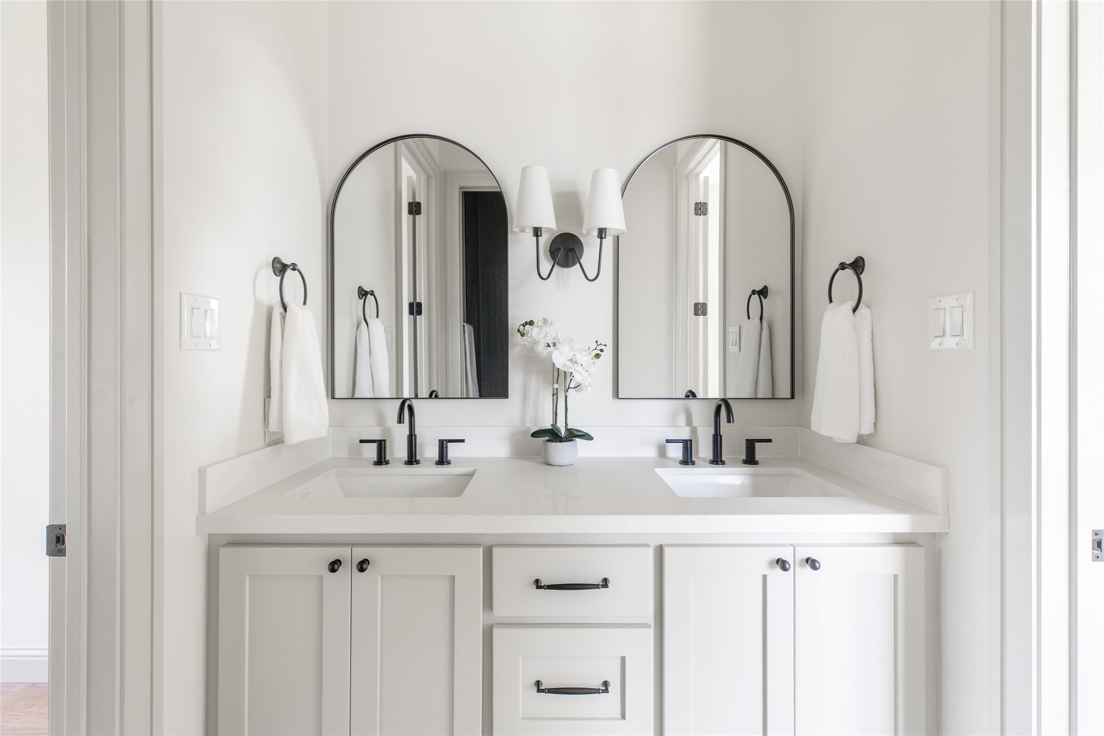 1355 Bluebonnet Ridge Drive Chappell Hill, TX 77426 - Photo 28 of 37 a bathroom with double vanity sinks and a mirror
