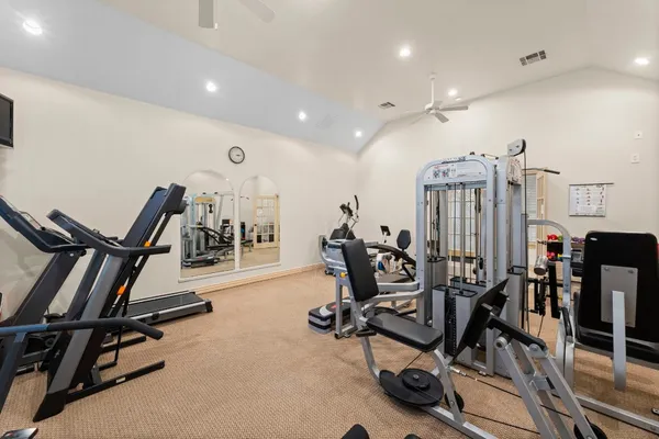 a view of a room with gym equipment