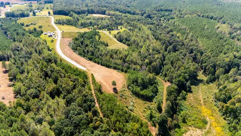 a view of a garden with a house