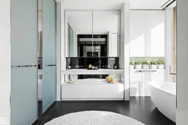 a view of a bathtub in a room