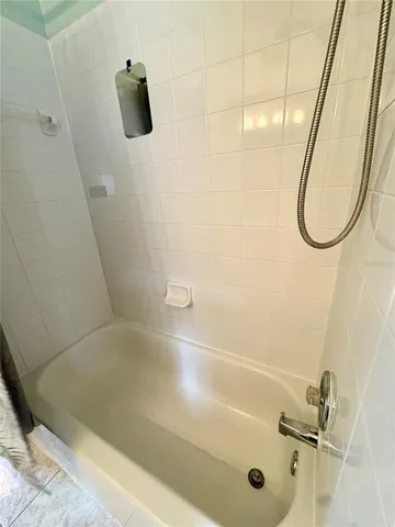 a bathroom with a bathtub