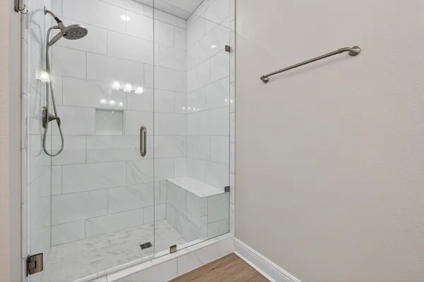 a bathroom with a shower