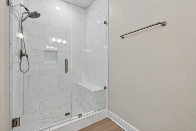 a bathroom with a shower