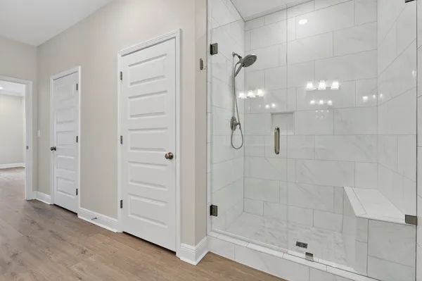 a bathroom with a shower