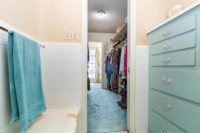 a bathroom with a shower and a toilet