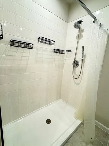 a bathroom with a shower