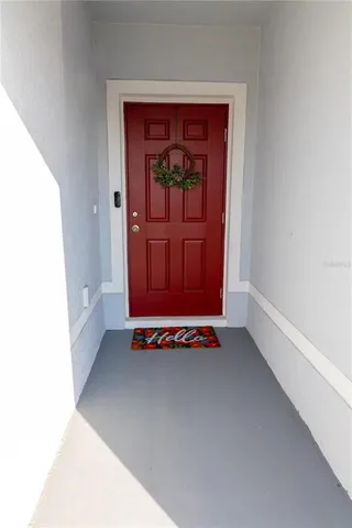 a view of an entryway with sitting area