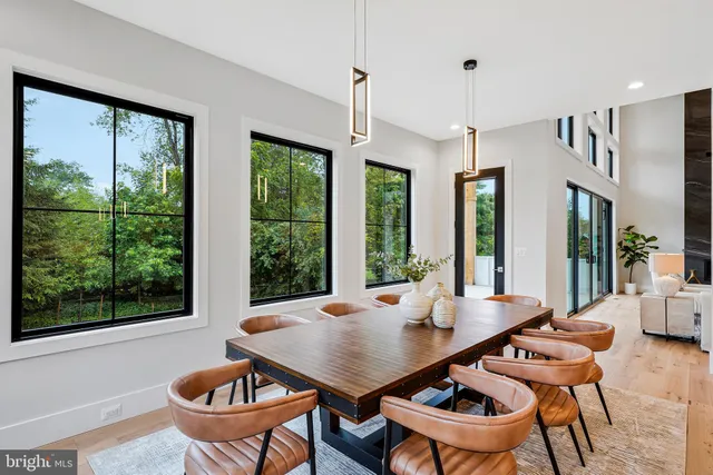 a view of a park with large trees