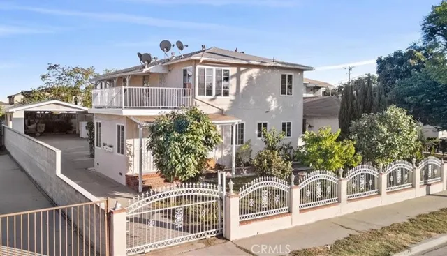 a front view of a house with balcony