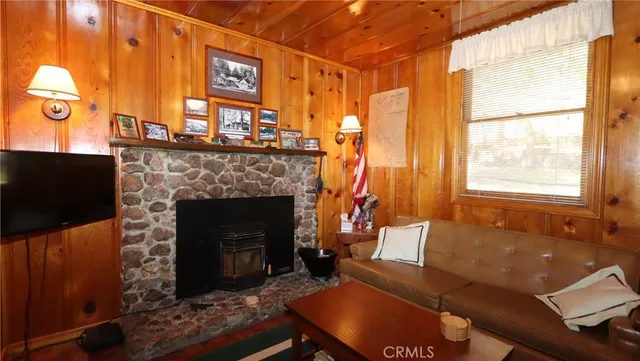 a living room with furniture a window and a fireplace