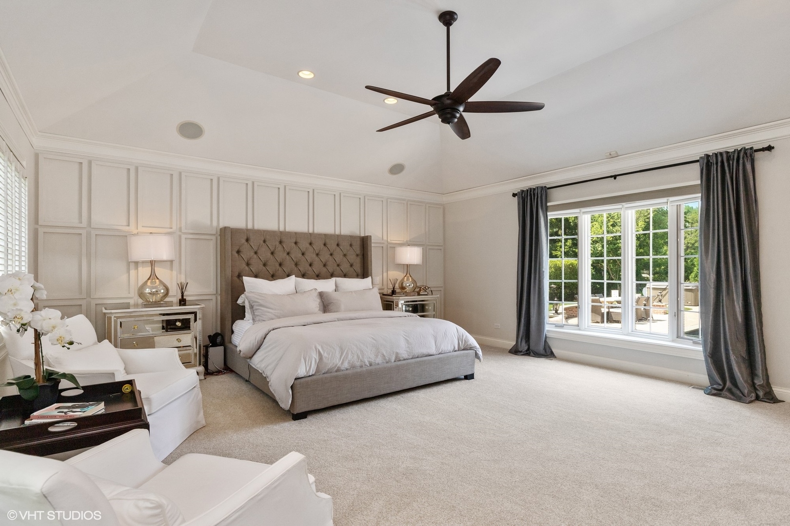 440 King Muir Road Lake Forest, IL 60045 - Photo 18 of 36 a bedroom with a bed window and a chandelier