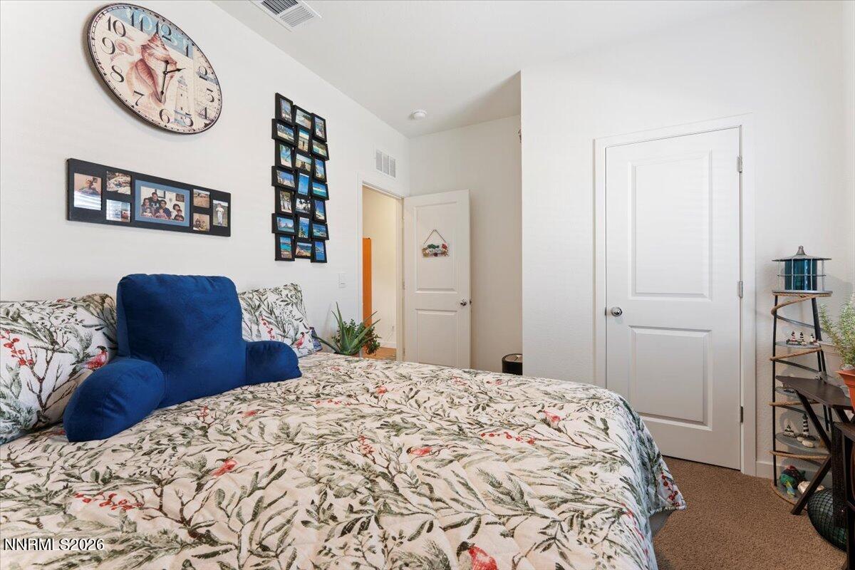 809 Egan Canyon Road Dayton, NV 89403 - Photo 35 of 51 a bedroom with a large bed and a closet