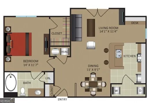 $1,724 | 100 Ladson Court, Unit 513, Decatur, GA 30033