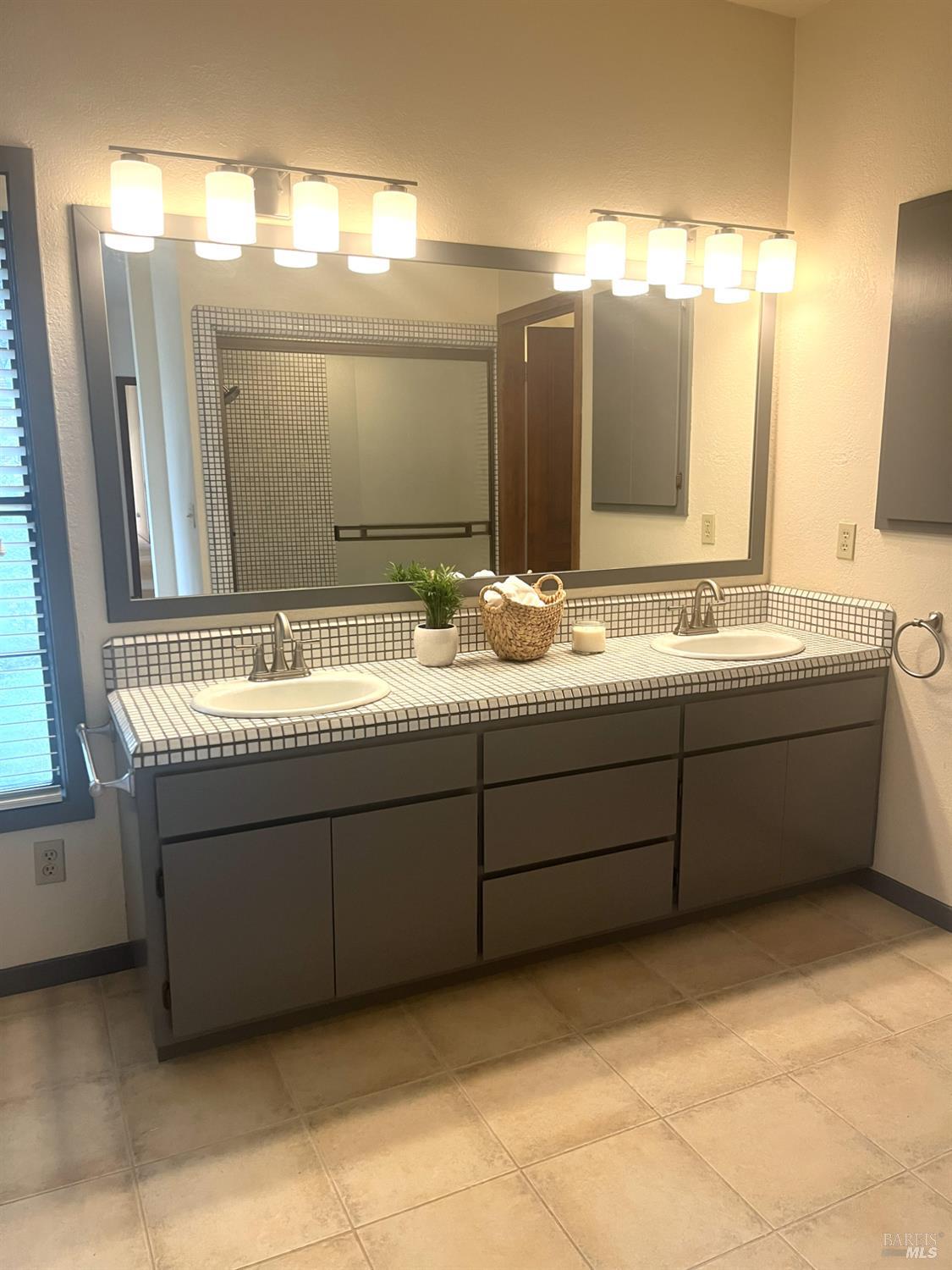 3541 Golf View Terrace Santa Rosa, CA 95405 - Photo 63 of 110 a bathroom with a double vanity sink and a mirror