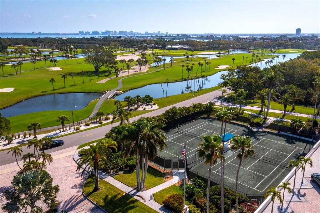455 Longboat Club Road, Unit 402 Longboat Key, FL 34228 - Photo 37 of 48 an aerial view of tennis court