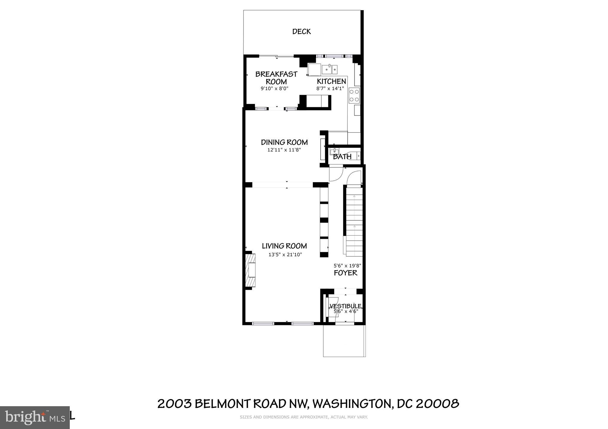 2003 Belmont Road Northwest Washington, DC 20009 - Photo 33 of 36 Main Level Floor Plan