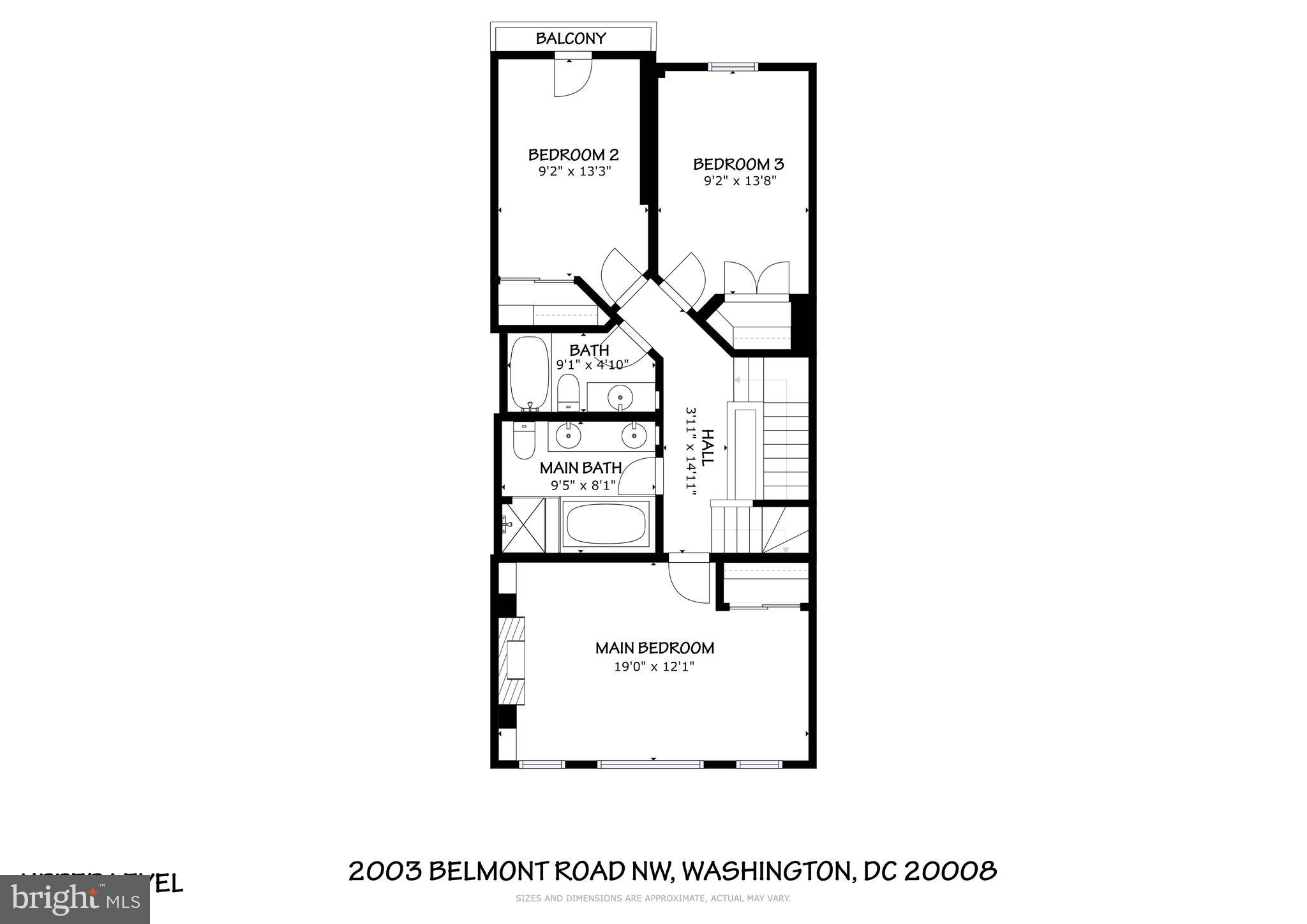 2003 Belmont Road Northwest Washington, DC 20009 - Photo 34 of 36 Upper Level Floor Plan