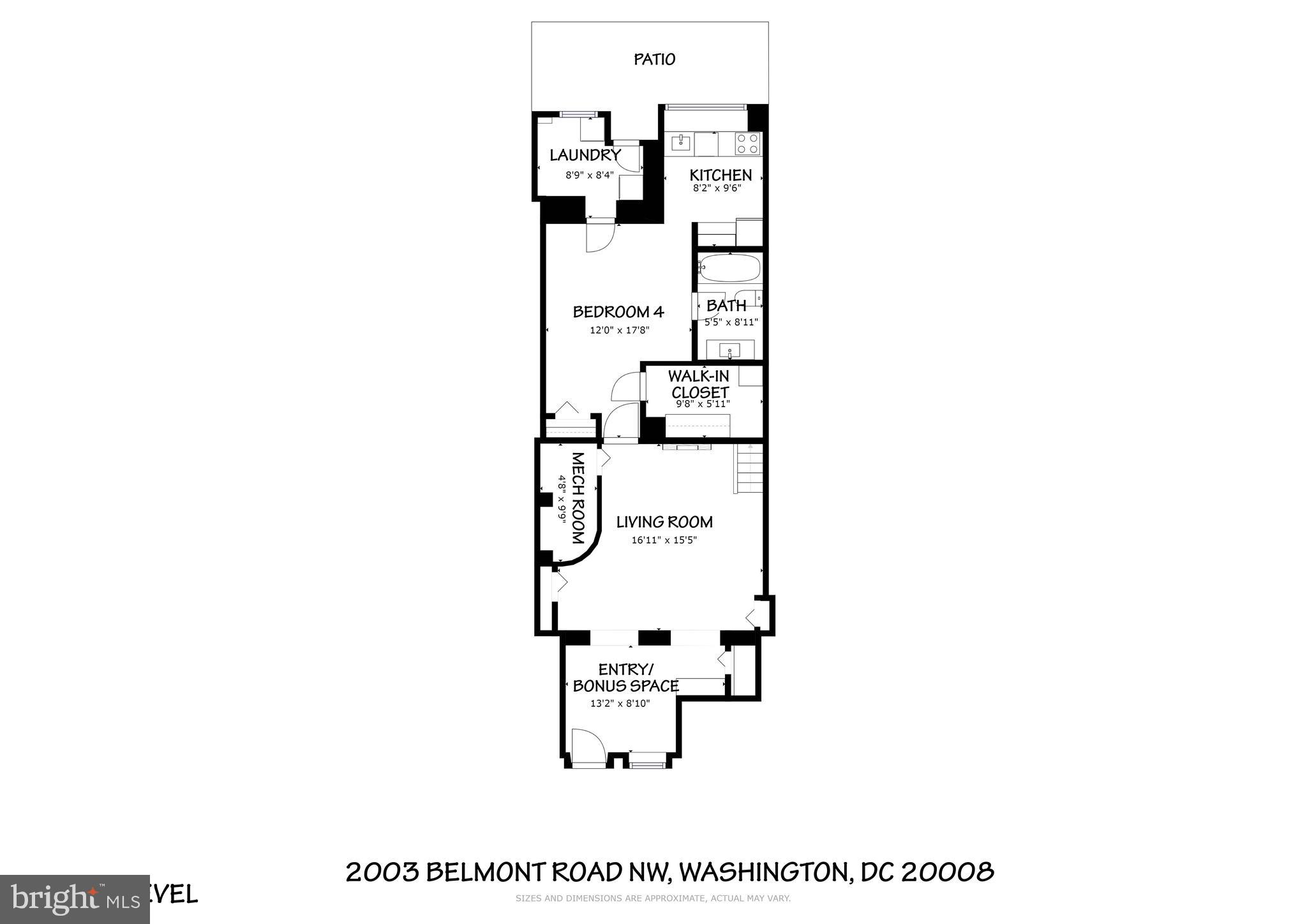 2003 Belmont Road Northwest Washington, DC 20009 - Photo 36 of 36 Lower Level - In-Law Suite Floor Plan