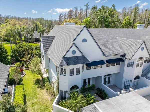 an aerial view of a house