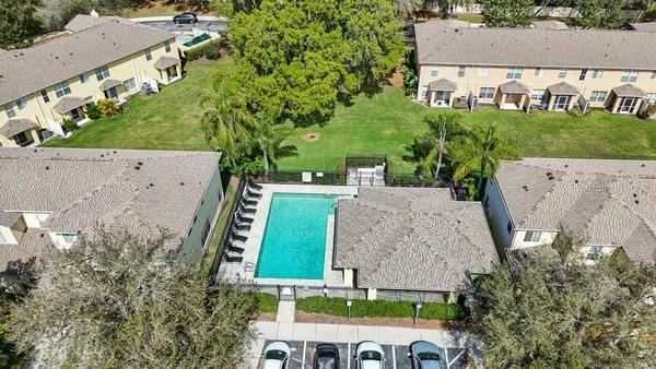 an aerial view of a house