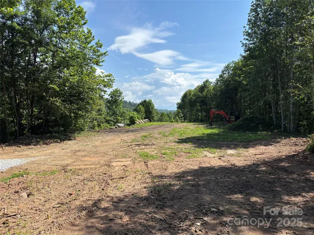 a view of a yard with an trees