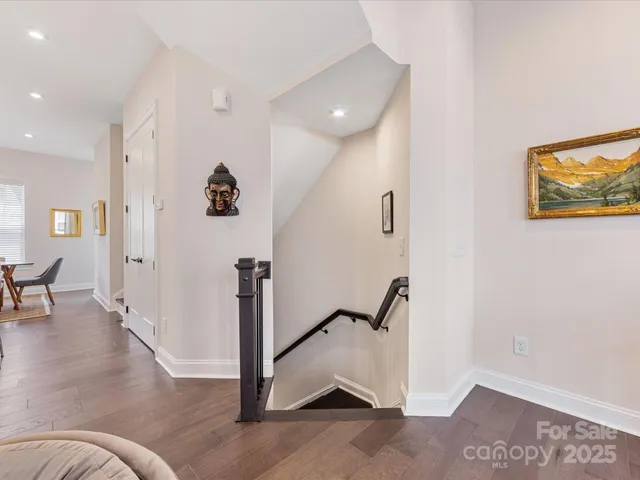 a view of a hallway with workspace