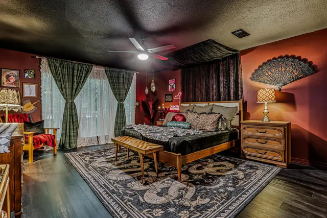 an outdoor space with lots of furniture