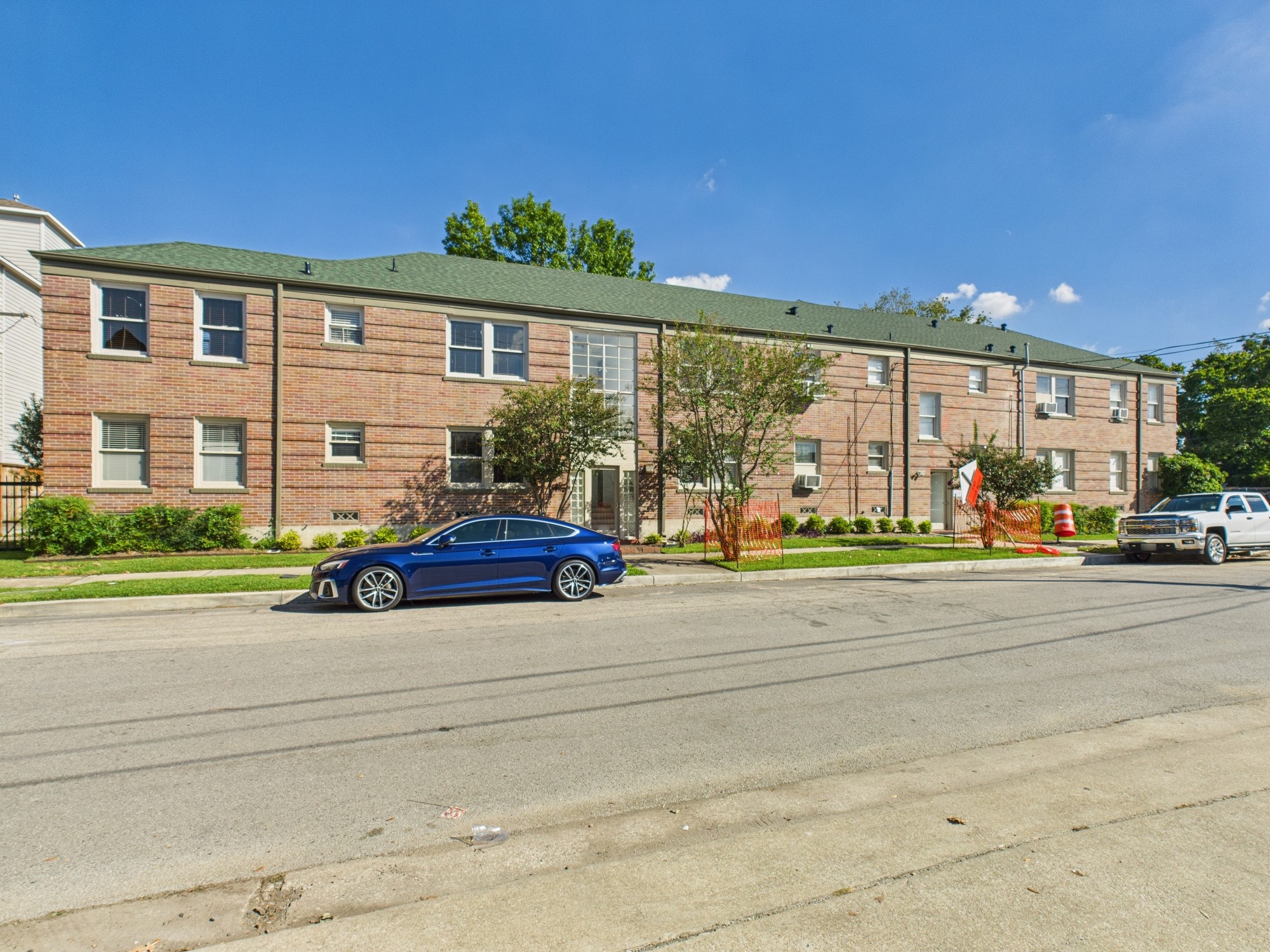 a view of street with houses