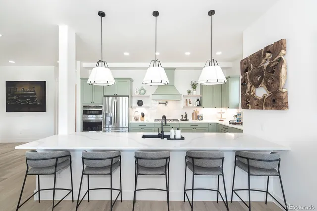 a dining room table and chairs