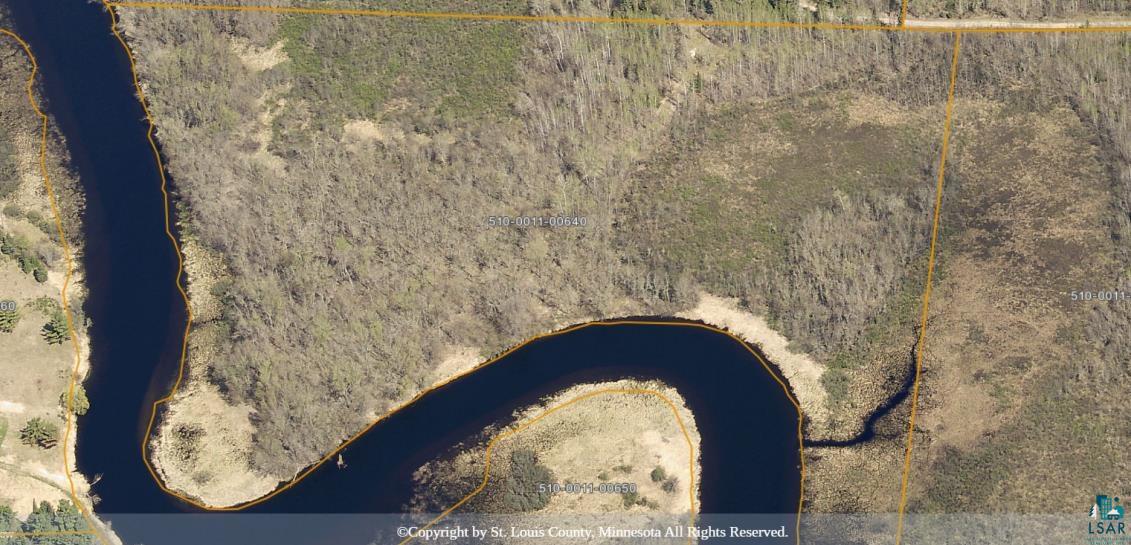Tbd Cemetery Road Orr, MN 55771 - Photo 3 of 3 Aerial overview of property's location with property parcel outlined and a large body of water