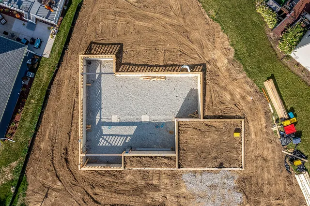 an aerial view of a house