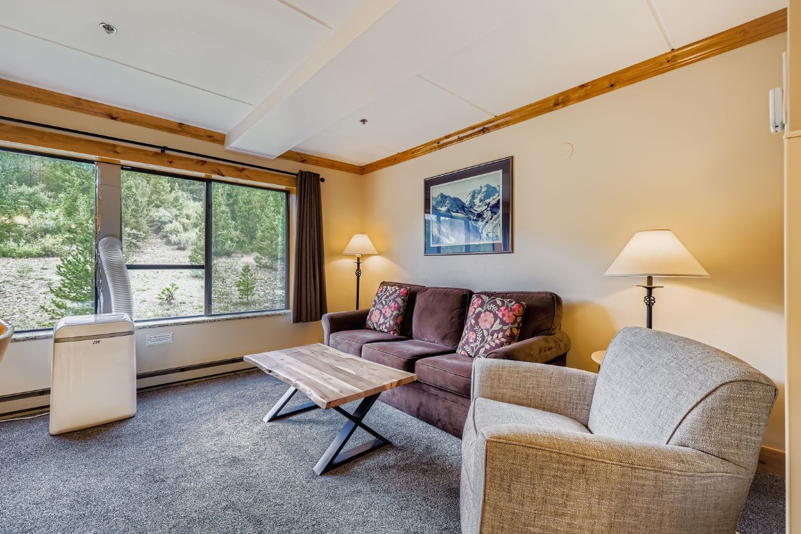 640 Village Road, Unit 4320 Breckenridge, CO 80424 - Photo 3 of 39 a living room with furniture and a large window