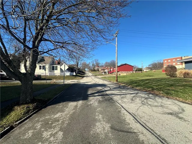 a view of a yard with an tree