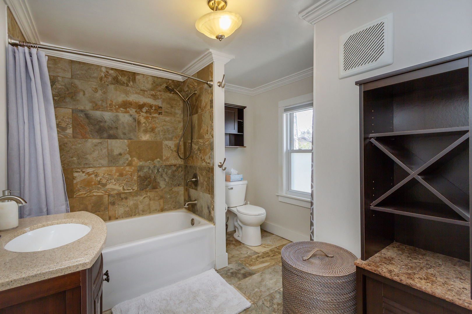 728 Woolf Court Rochelle, IL 61068 - Photo 17 of 31 a bathroom with a granite countertop sink toilet and shower