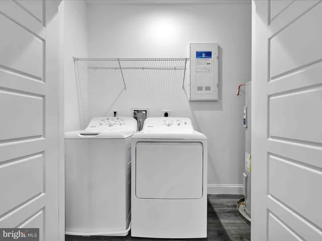 a view of a room with racks on the wall