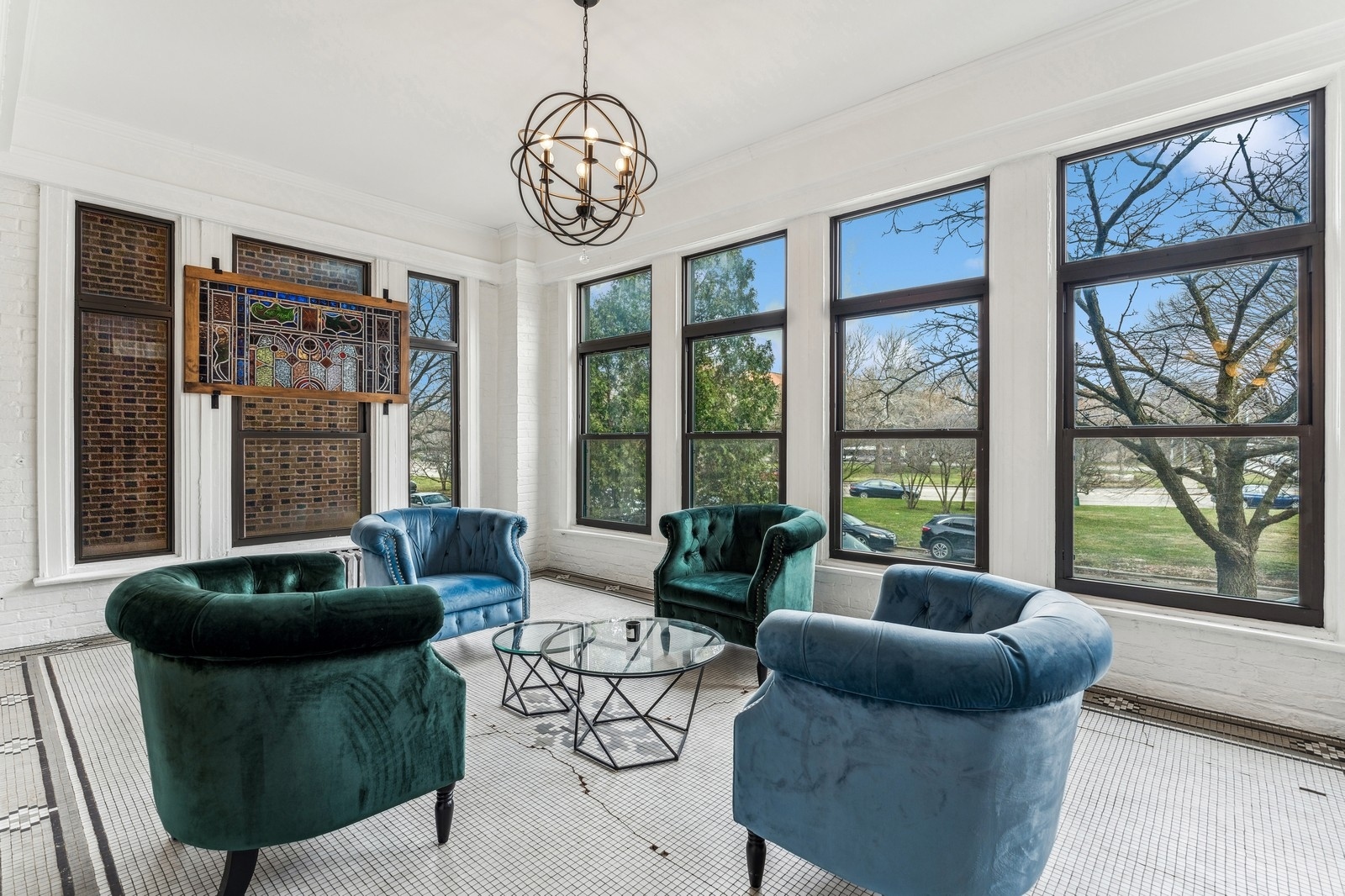 851 East Drexel Square, Unit 1A Chicago, IL 60615 - Photo 13 of 21 a living room with furniture and floor to ceiling windows