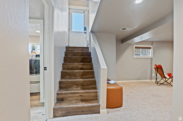 115 East 1600th Street North Santaquin, UT 84655 - Photo 14 of 52 Wood-finish stair treads with white risers and handrail
