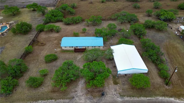 an aerial view of a house