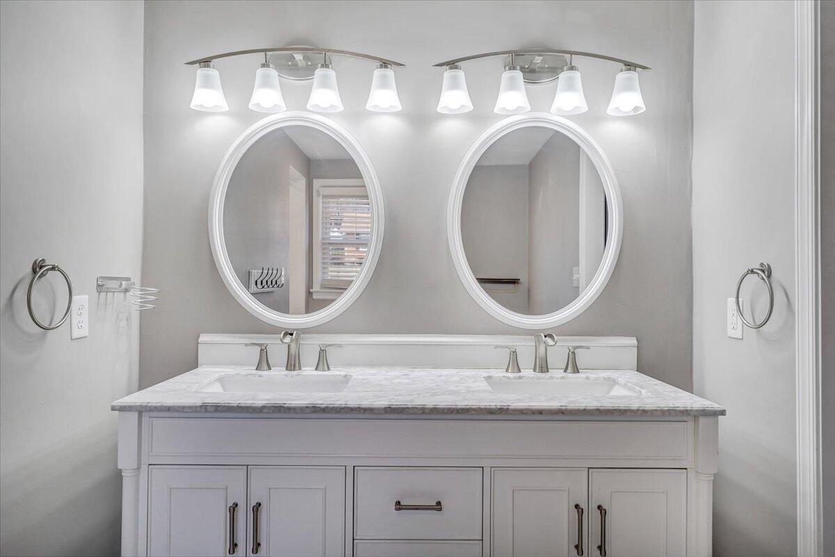 3584 Cedar Lane Roanoke, VA 24018 - Photo 36 of 75 a bathroom with a granite countertop double vanity sink and a mirror