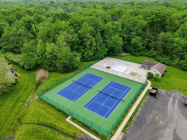 an aerial view of a yard