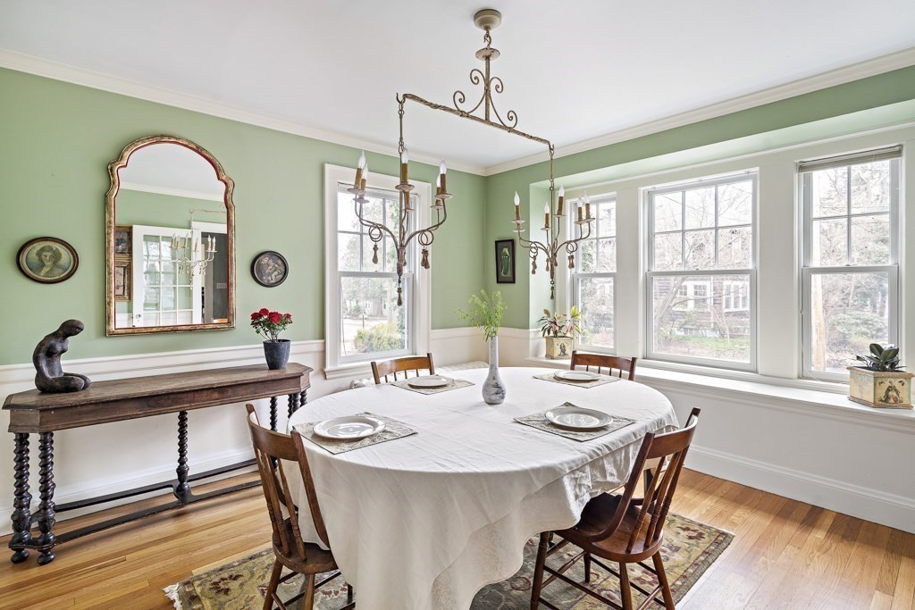 39 Somerset Road Brookline, MA 02445 - Photo 19 of 41 a view of a dining room with furniture window and wooden floor