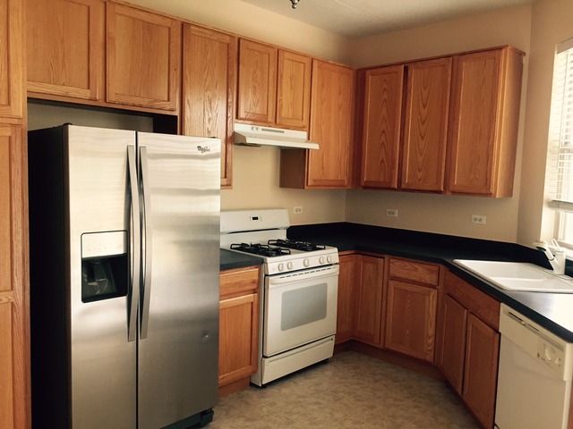 720 Prestwick Lane, Unit 303 Wheeling, IL 60090 - Photo 6 of 15 a kitchen with a refrigerator sink and cabinets
