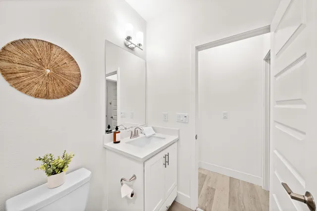 an empty room with closet area